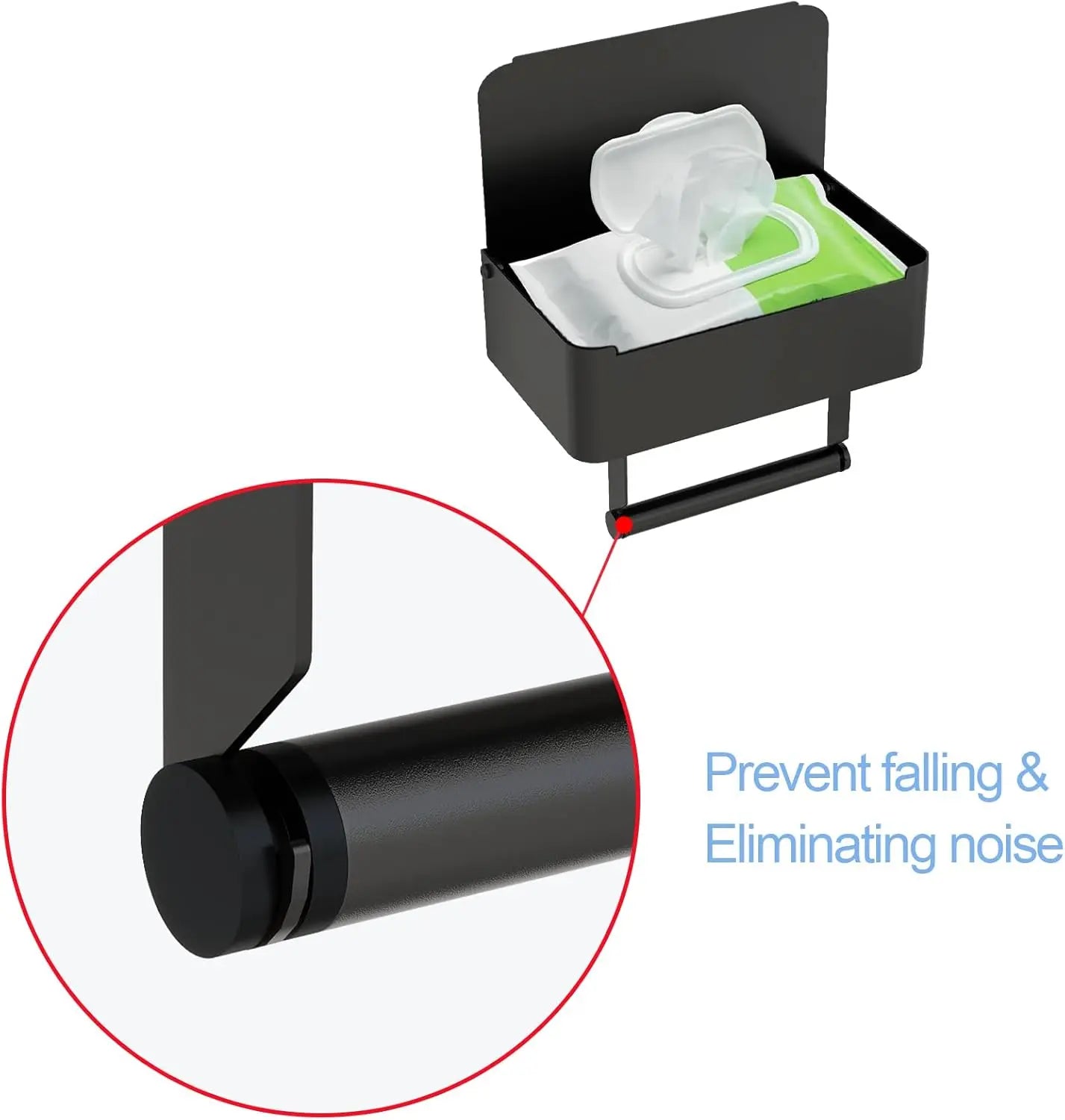 Wall-Mounted Toilet Paper Holder with Shelf and Flushable Wipes Dispenser, SUS304 Stainless Steel in Matte Black