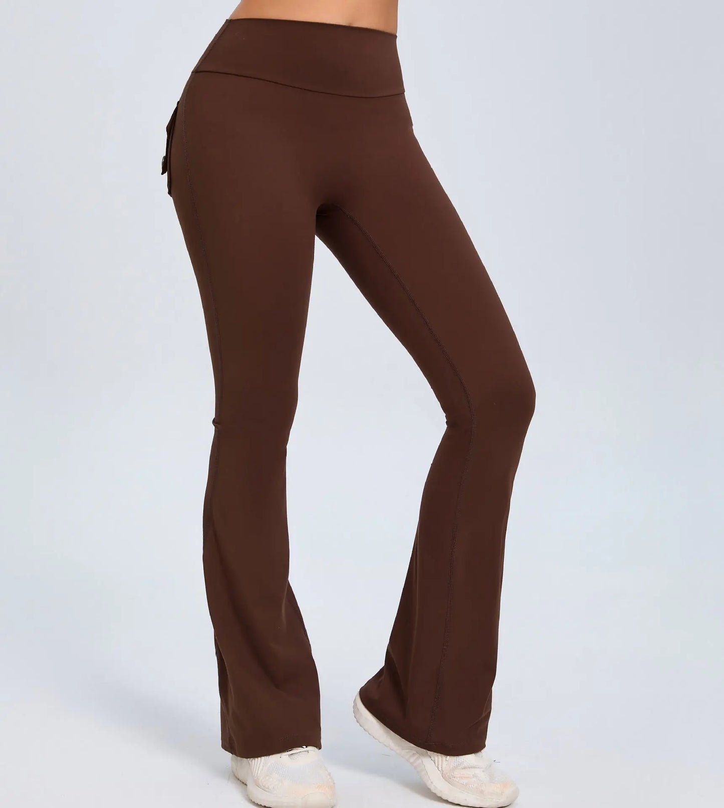 Yoga Fitness Flared Pants With Pockets Ins Fashion Slim High Waist Sports Trousers Scrunch Butt Booty Workout Lifting Leggings NNOS