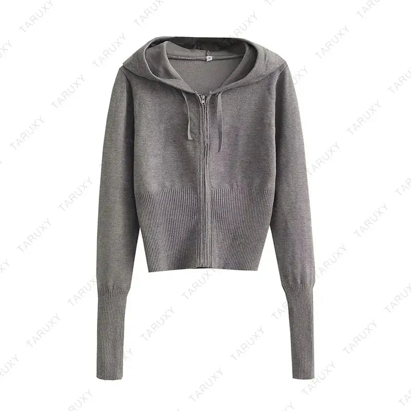 Casual Zipper Sweater Hoodie Set for Women High Waist Flare Pants Pink Knitted Y2k Two Piece Outfit Short Length Eye Catching NNOS