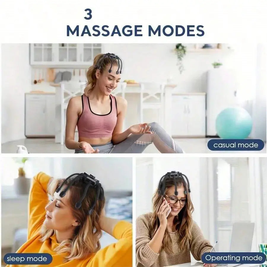 Cordless Electric Scalp Massager 360 Degree Head Relaxation with 8 Finger Tips Deep Stress Relief Ideal Holiday Gift NNOS