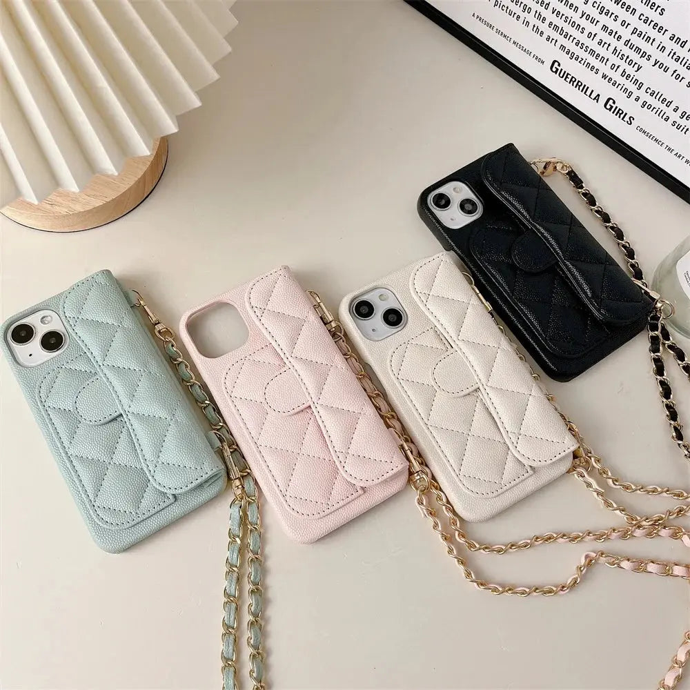 Luxury Geometric Leather Crossbody Phone Case NNOS