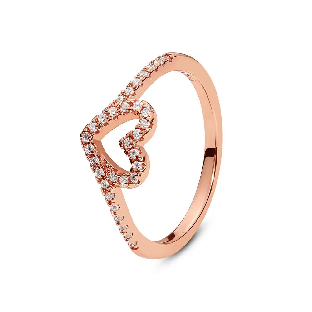 925 Sterling Silver Infinity Heart Ring – Rose Gold Crystal Engagement & Wedding Jewelry for Women NNOS