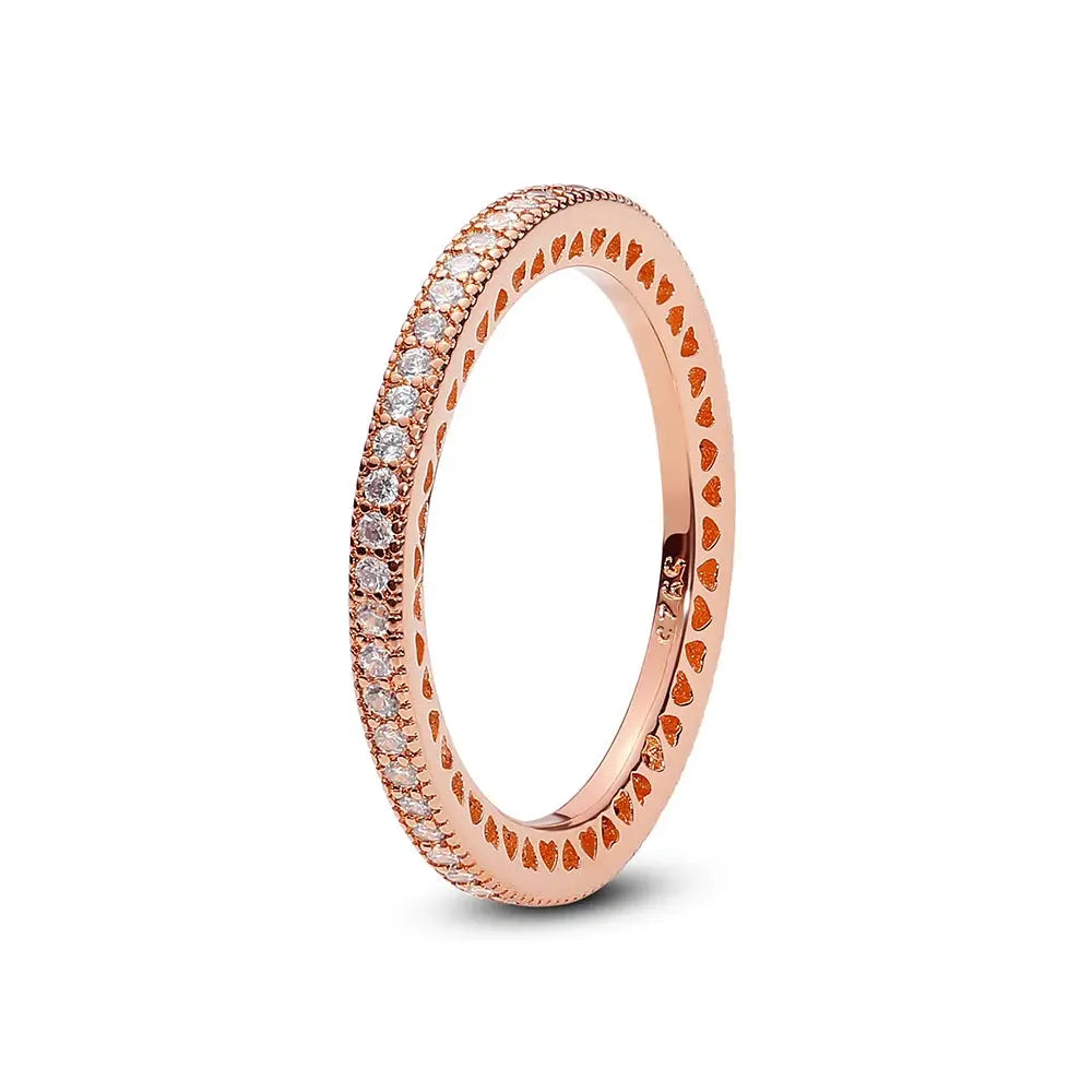 925 Sterling Silver Infinity Heart Ring – Rose Gold Crystal Engagement & Wedding Jewelry for Women NNOS