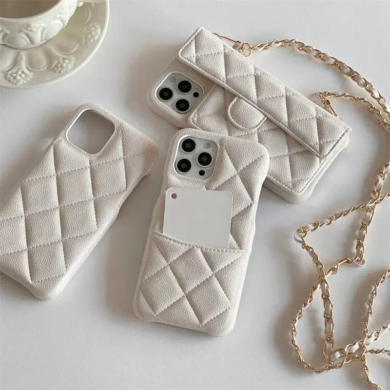 Luxury Geometric Leather Crossbody Phone Case NNOS