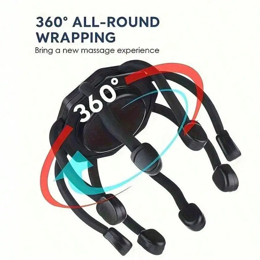 Cordless Electric Scalp Massager 360 Degree Head Relaxation with 8 Finger Tips Deep Stress Relief Ideal Holiday Gift NNOS