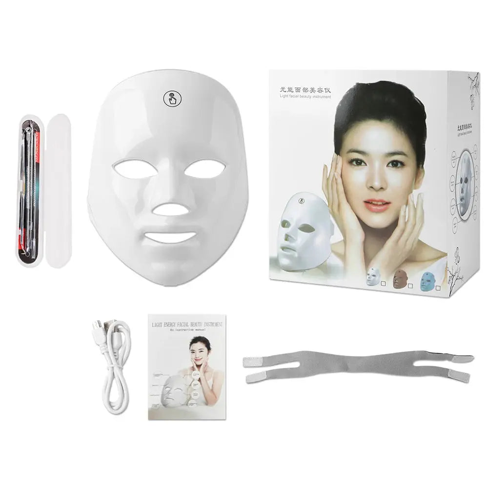 7 Colors Photon Facial LED Mask Red Light Therapy Anti Aging Face Neck Beauty Mask Relaxation Treatment Anti-Wrinkle Skin Care NNOS