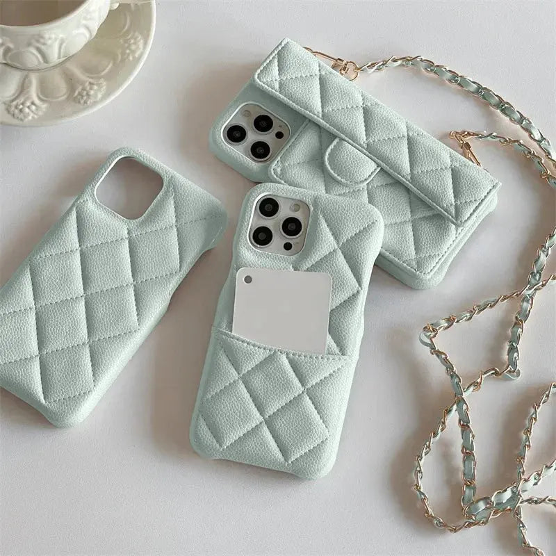 Luxury Geometric Leather Crossbody Phone Case NNOS