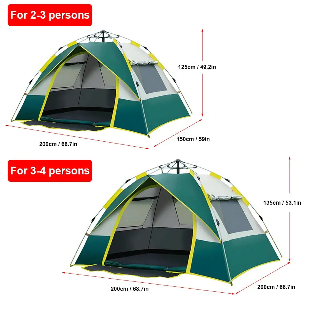 Outdoor Pop Up Tent Waterproof Portable Instant Automatic Camping Tent for 2-3/3-4 Person Family Tent Camping Backpacking NNOS