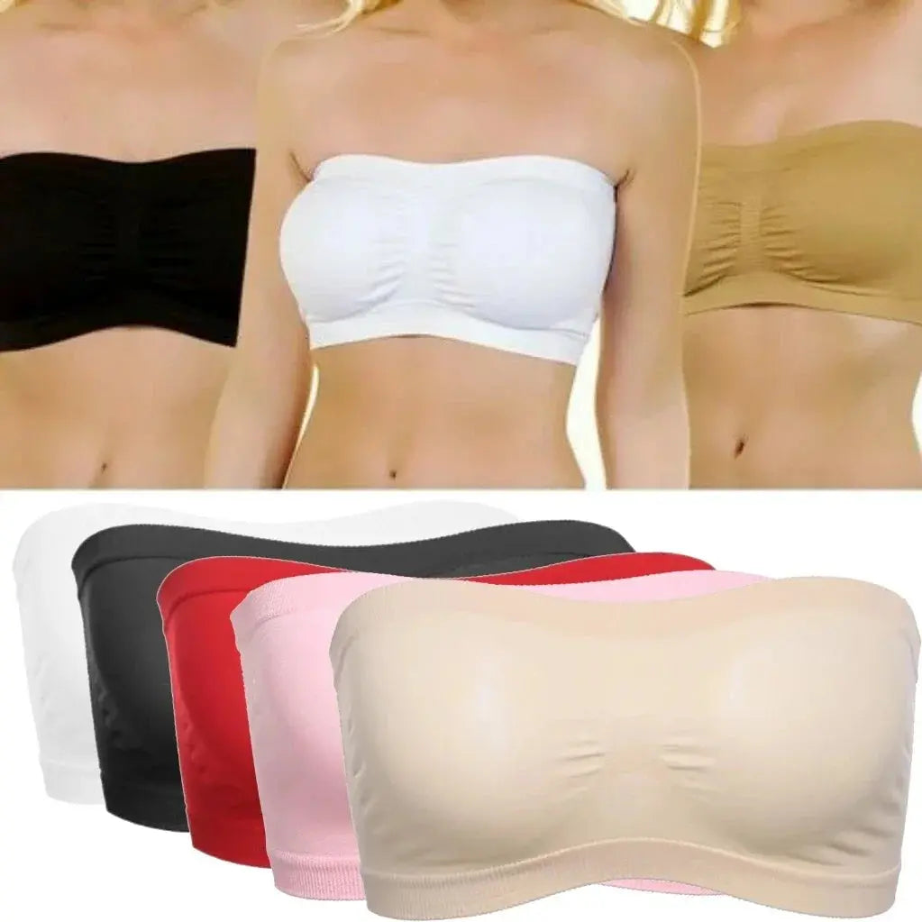 Summer Free Size Tube Invisible Bra Breathable Back Mesh Strapless Crop Top Women Ladies Sexy Bralette Bra Dress Shouderless Top NNOS