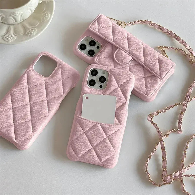 Luxury Geometric Leather Crossbody Phone Case NNOS