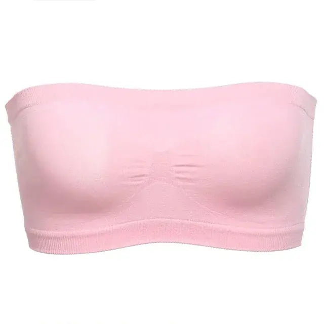 Summer Free Size Tube Invisible Bra Breathable Back Mesh Strapless Crop Top Women Ladies Sexy Bralette Bra Dress Shouderless Top NNOS