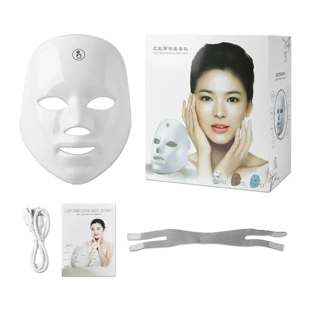 7 Colors Photon Facial LED Mask Red Light Therapy Anti Aging Face Neck Beauty Mask Relaxation Treatment Anti-Wrinkle Skin Care NNOS