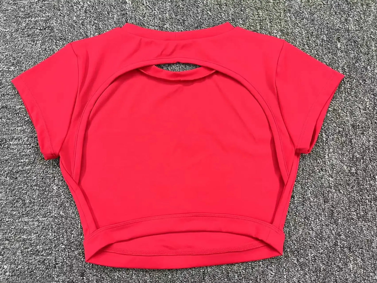 Ctenkevet Women's Sports Short Shirts Casual Backless Yoga Crop Top for Gym Fitness Workout Wear NNOS