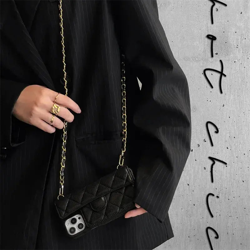 Luxury Geometric Leather Crossbody Phone Case NNOS
