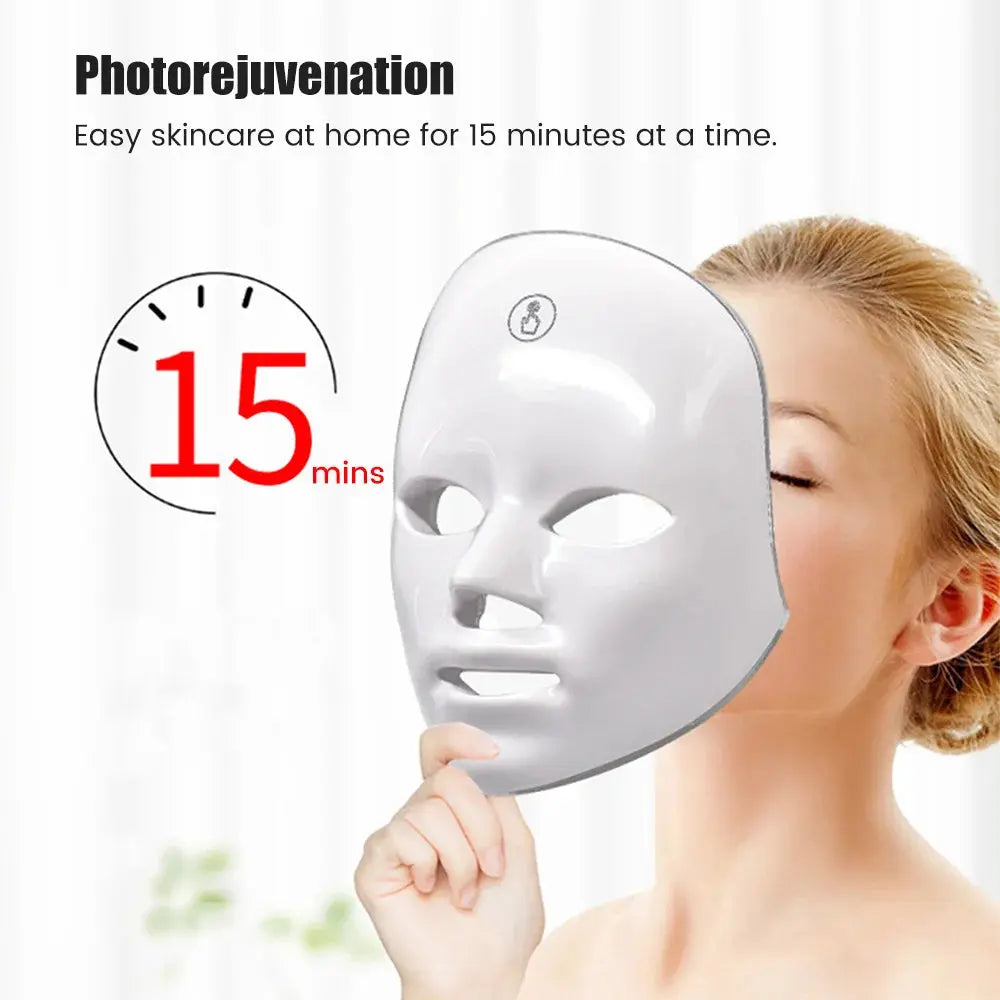 7 Colors Photon Facial LED Mask Red Light Therapy Anti Aging Face Neck Beauty Mask Relaxation Treatment Anti-Wrinkle Skin Care NNOS