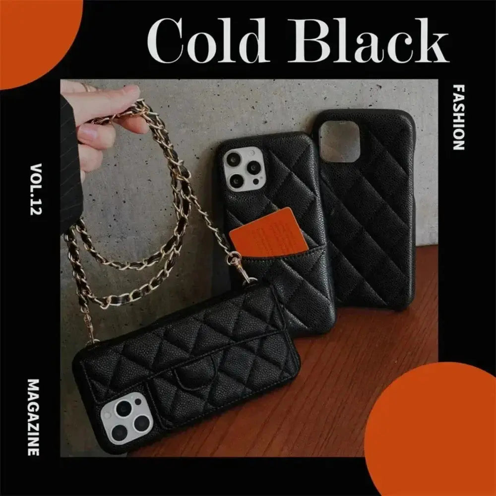 Luxury Geometric Leather Crossbody Phone Case NNOS