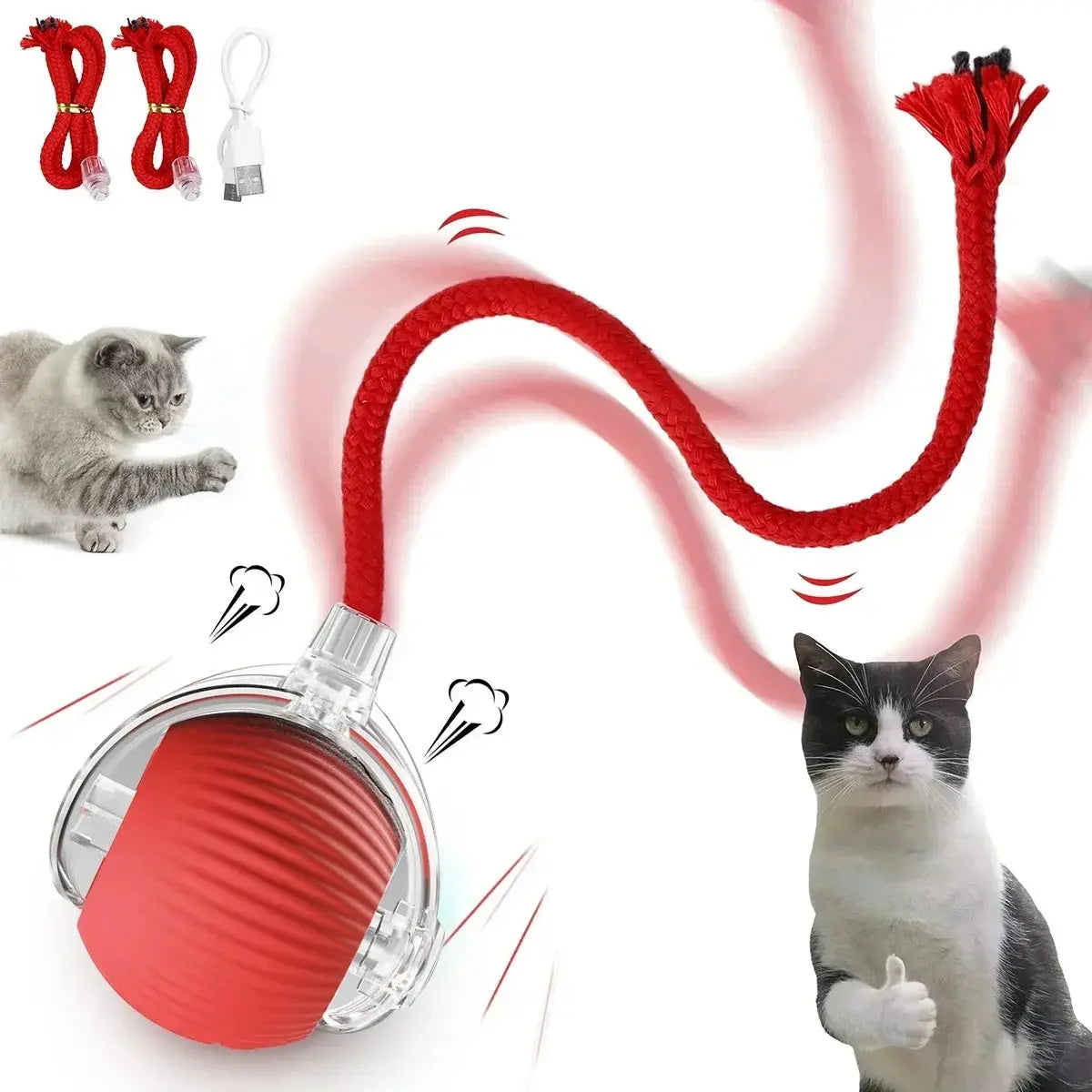 Smart Rolling Cat Toy: Electric, Interactive Ball Keeps Kitty Entertained! USB Rechargeable - Automatic Playtime & Teasing. NNOS