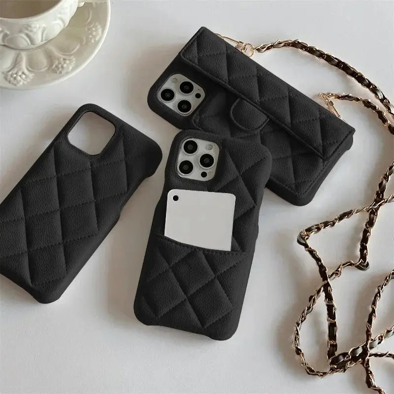 Luxury Geometric Leather Crossbody Phone Case NNOS