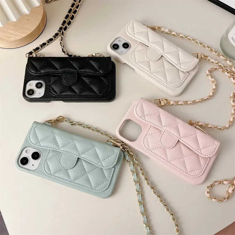 Luxury Geometric Leather Crossbody Phone Case NNOS