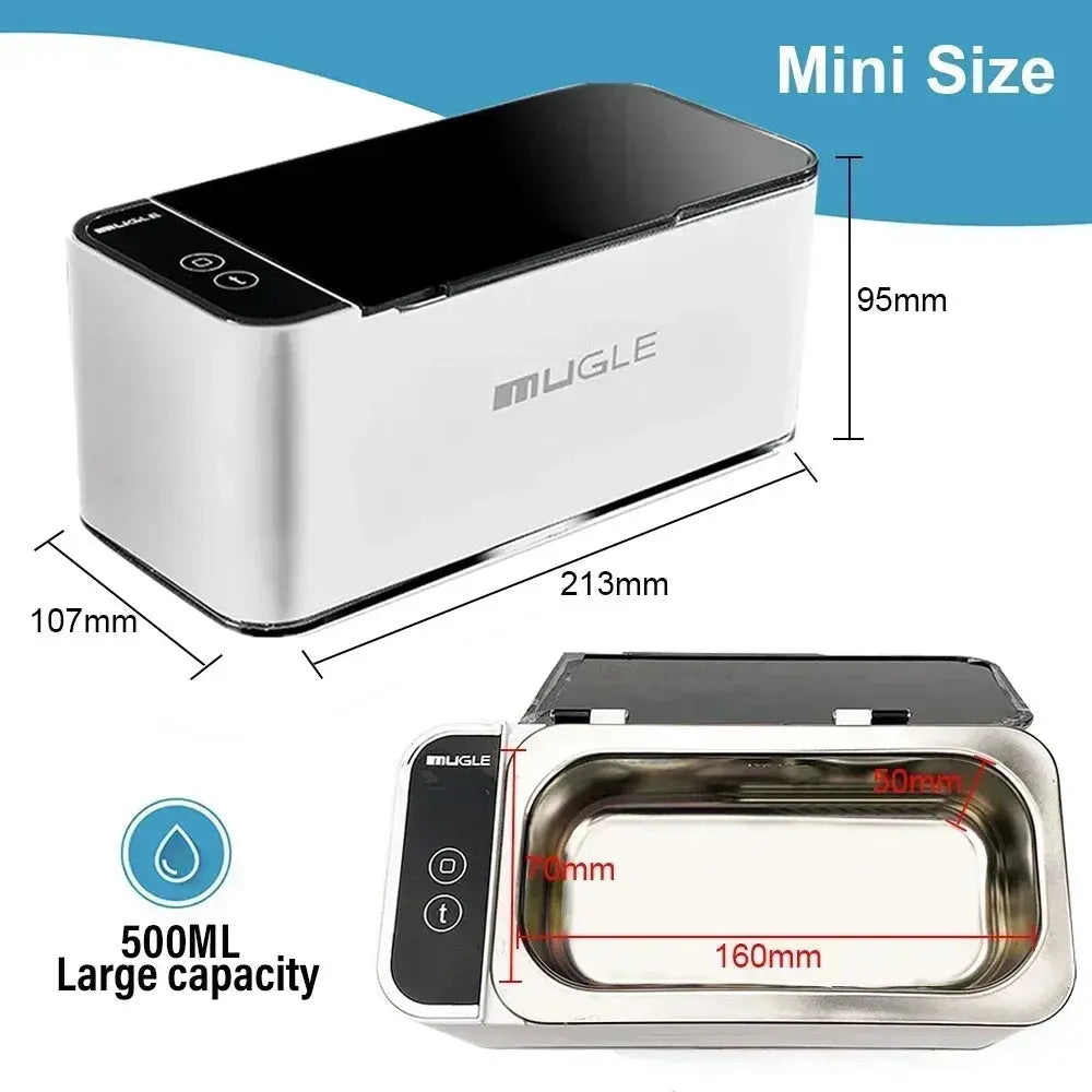 Powerful Ultrasonic Cleaner 500ML 46kHz for Jewelry Glasses Razor Circuit Board Watches Denture Teeth Ultrasound Washing Machine NNOS