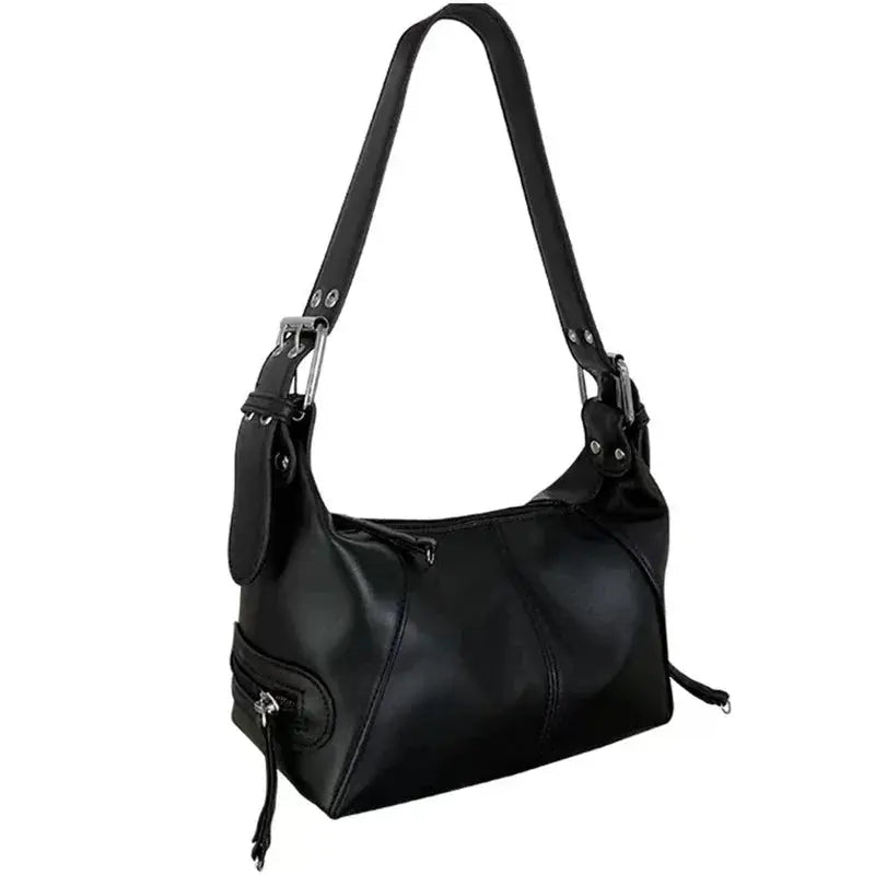 Cool Drag Style Women's Underarm Bag Leather Zipper Single Shoulder Handbag Niche Design for Stylish Women NNOS