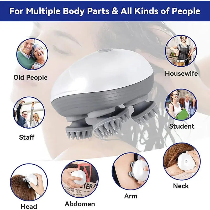 Electric Cat Massager for Deep Tissue Body Shoulder Leg Arm Neck Head Scalp Vibrating Kneading Device NNOS