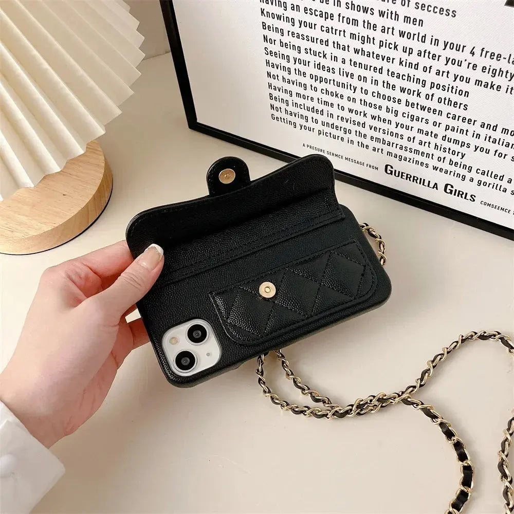 Luxury Geometric Leather Crossbody Phone Case NNOS