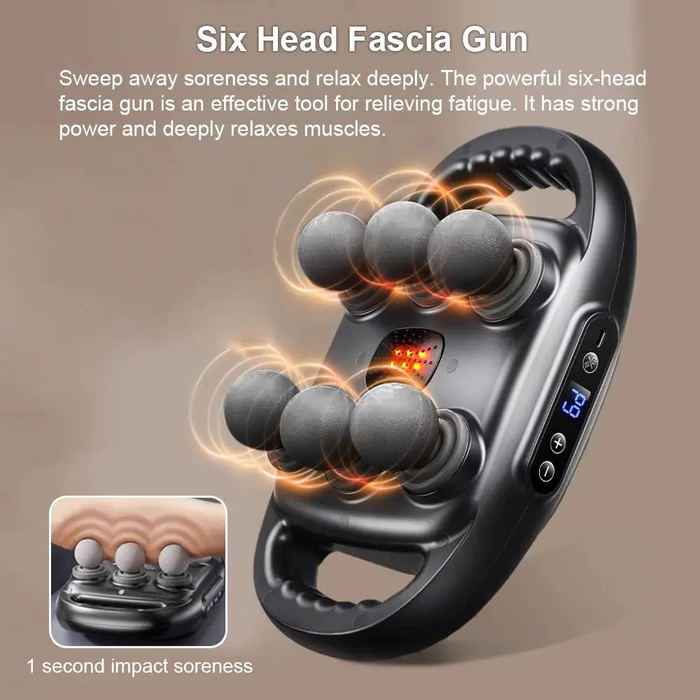 Electric Muscle Relaxation Massager Fascia Gun 6 Heads Body Massage for Deep Tissue Muscle Relief Back Leg Neck NNOS
