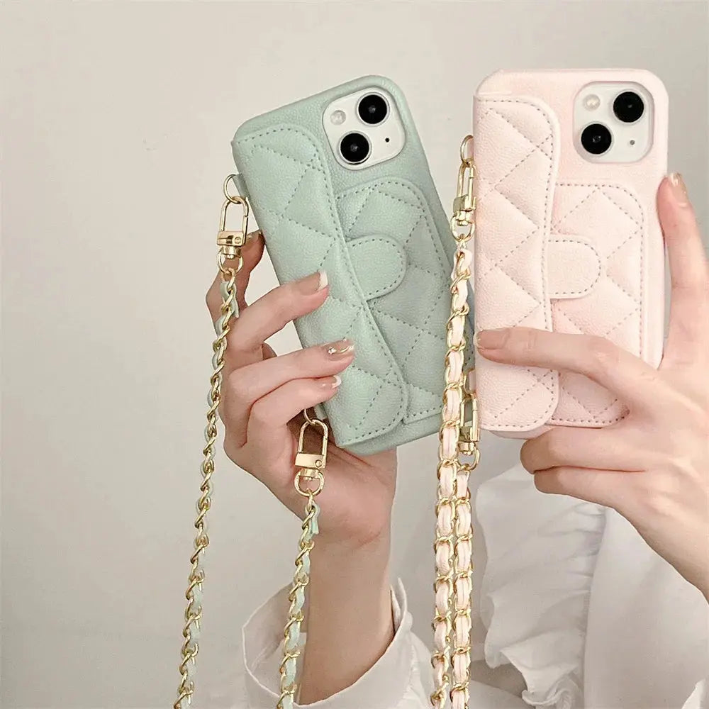 Luxury Geometric Leather Crossbody Phone Case NNOS