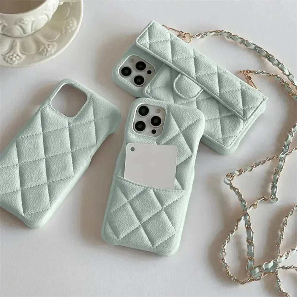 Luxury Geometric Leather Crossbody Phone Case NNOS