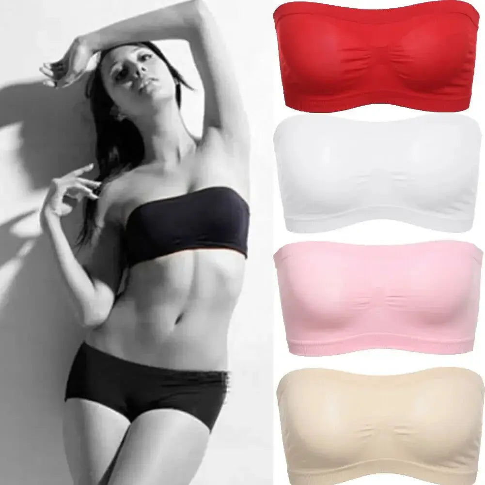 Summer Free Size Tube Invisible Bra Breathable Back Mesh Strapless Crop Top Women Ladies Sexy Bralette Bra Dress Shouderless Top NNOS