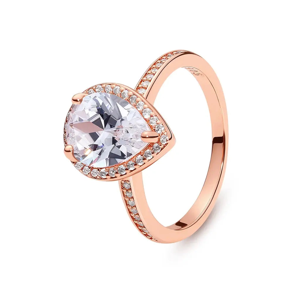 925 Sterling Silver Infinity Heart Ring – Rose Gold Crystal Engagement & Wedding Jewelry for Women NNOS