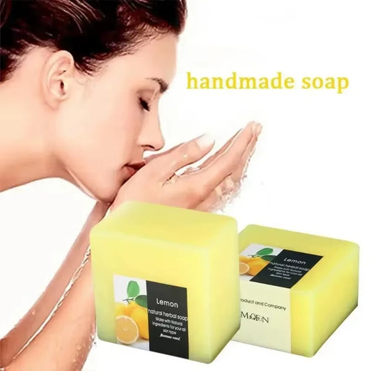 Natural Lemon Soap with Kojic Acid and Glycerin - 100g Handmade Face Cleanser for Whitening, Oil Control, and Deep Skin Brightening