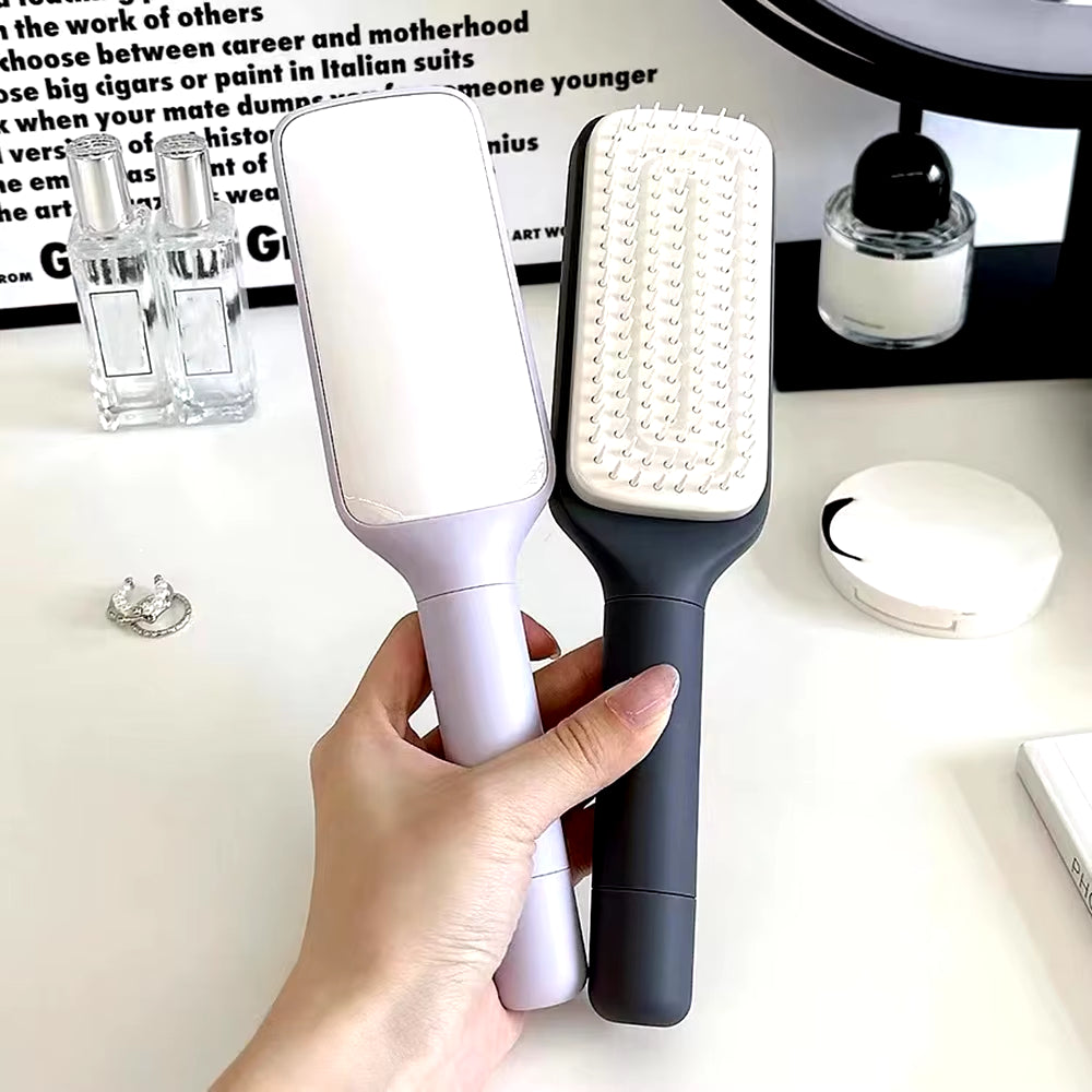 Self-Cleaning Rotatable Hair Brush with Massage Air Cushion and Retractable Design for Women - Anti-Static Smoothing Comb