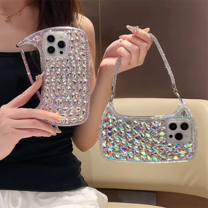 Glam Up Your Style: Rhinestone Handbag Phone Case for iPhone 16 Pro, 15 Pro Max, 14, 13 Pro Max & 12 - Perfect for Apple Lovers!