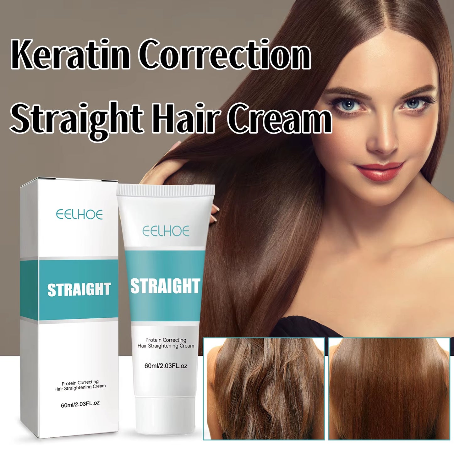 Keratin Repair Straightening Cream for Damaged Hair - Enhances Quality, Softens, and Prevents Dryness and Frizz