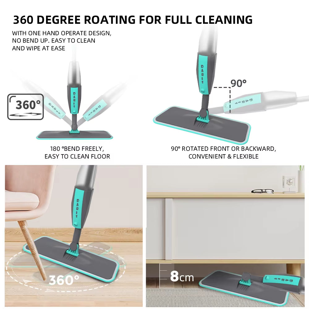 Ultimate 360° Rotating Floor Mop with Microfiber Pads for Effortless Home Cleaning