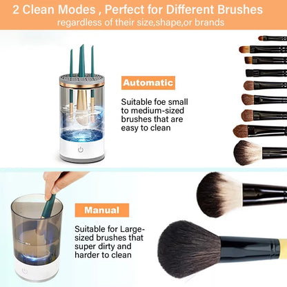 Portable USB Electric Makeup Brush Cleaner and Drying Rack - 3-in-1 Quick Cleaning Tool