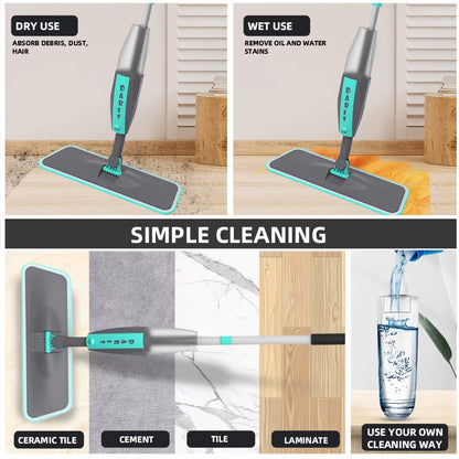 Ultimate 360° Rotating Floor Mop with Microfiber Pads for Effortless Home Cleaning