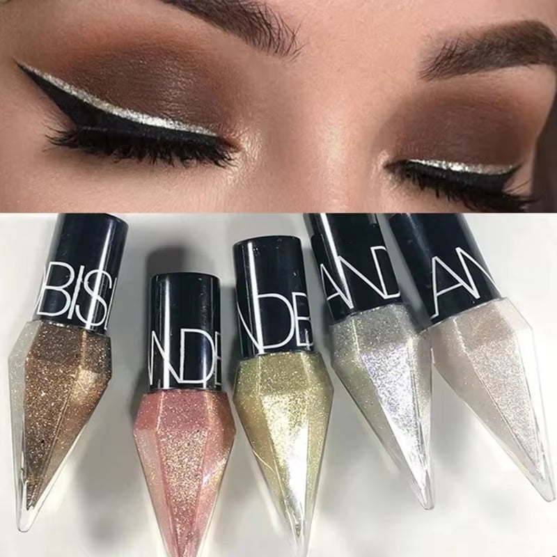 Diamond Shimmer Eyeliners and Eyeshadows - Waterproof Silver and Rose Gold Glitter Makeup for a Radiant Look