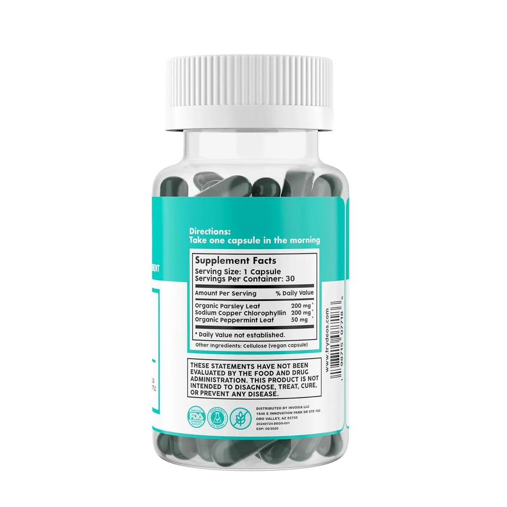 Internal Deodorant Supplement – Comprehensive Body Deodorizer for Gut Health, Skin Health, Detoxification, and Digestive Support – Natural Chlorophyll Capsules for Overall Freshness | 30 Capsules