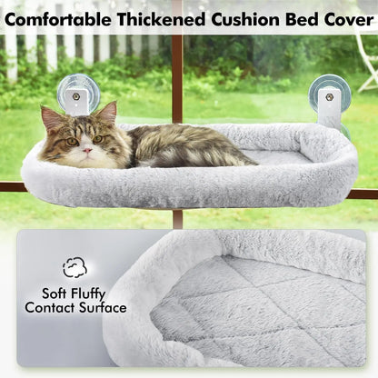 Cat Window Hammock – Heavy-Duty  40lb Support, Cozy Sunbathing Seat with Flannel Pad & Steel Cables NNOS