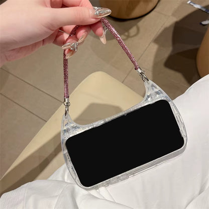 Glam Up Your Style: Rhinestone Handbag Phone Case for iPhone 16 Pro, 15 Pro Max, 14, 13 Pro Max & 12 - Perfect for Apple Lovers!