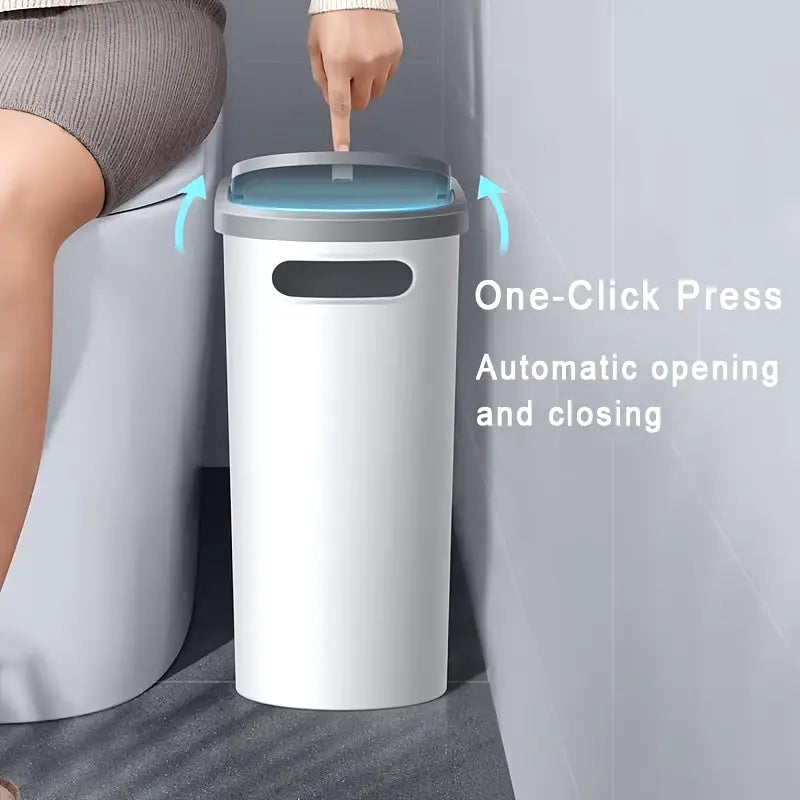 10L Silent Closed Plastic Bathroom Waste Bin - Space-Saving Design for Stylish Home Organization product image