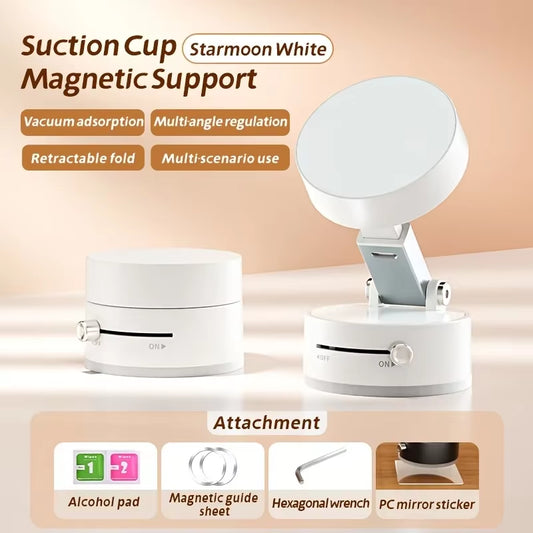 Magnetic Vacuum Suction Cup Folding Swivel Stand - Double-Sided Mobile Phone Holder for Universal Use