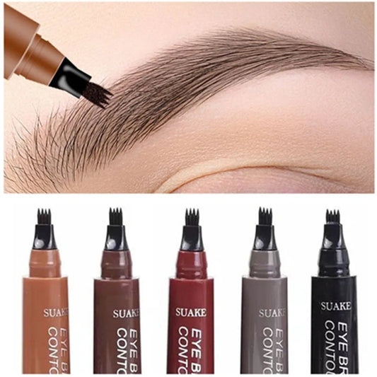 4D Microblading Eyebrow Pen 4 Forks Tip Eyebrow Tattoo Pencil Long Lasting Fine Sketch Liquid Eye Brow Make Up NNOS