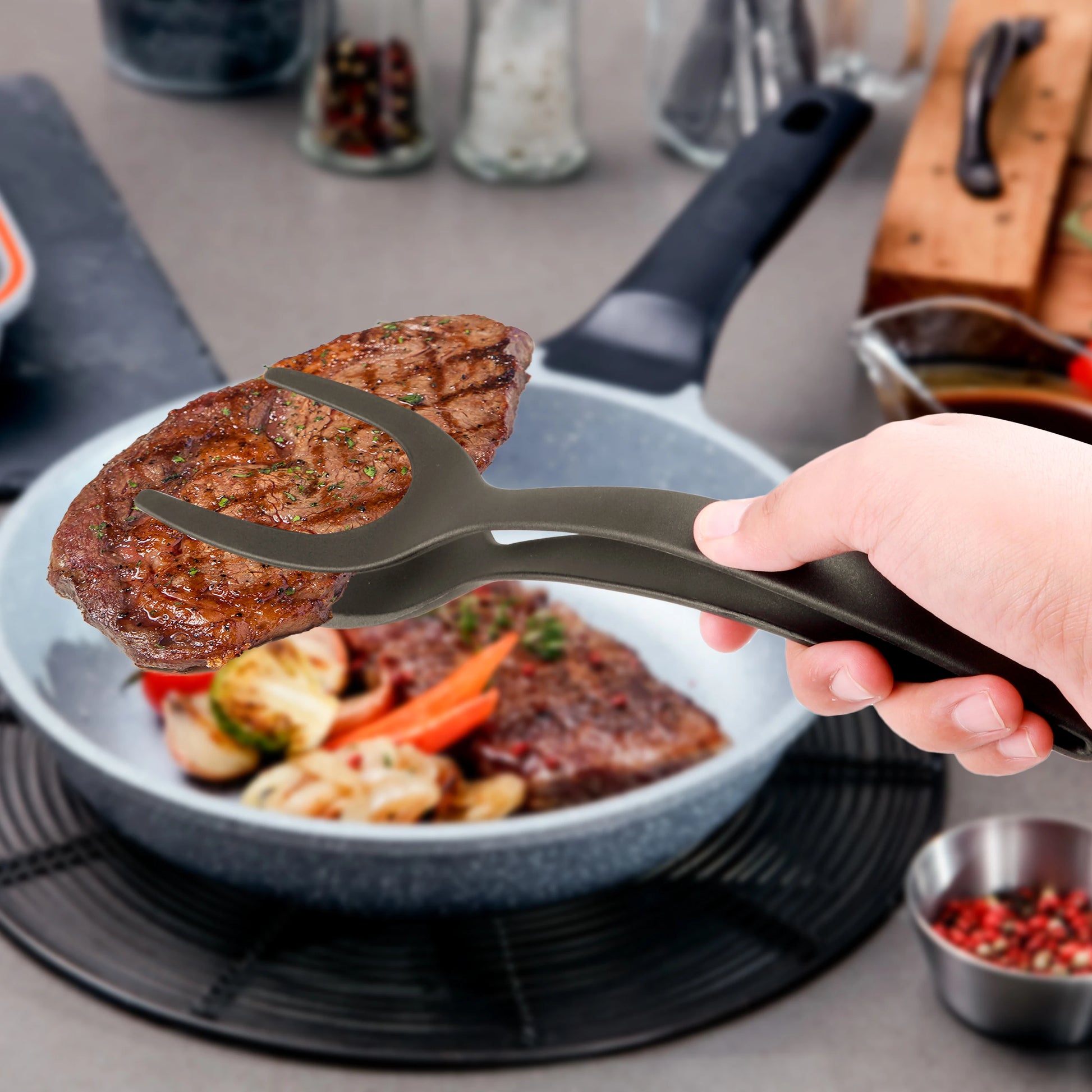 The Ultimate Kitchen Sidekick: Tongs That Flip Like a Pro and Spatula That’s Egg-cellent for Steak and Pancakes!