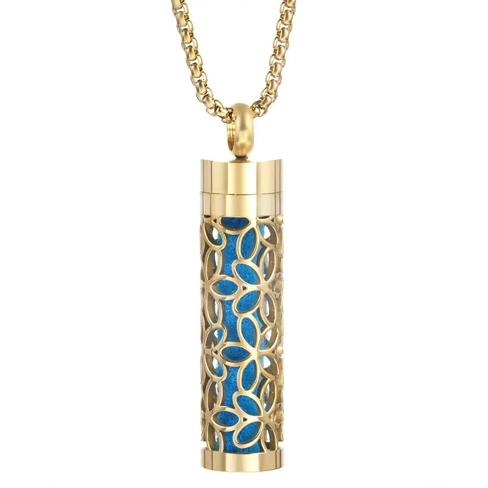 Luxurious Golden Stainless Steel Aromatherapy Necklace Diffuser - Elevate Your Scent Experience with Essential Oils and Perfumes