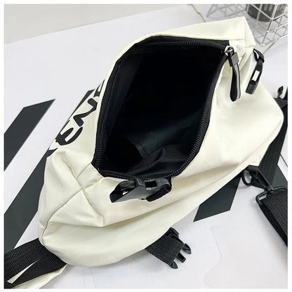 Autumn Winter Nylon Chest Bag for Men and Women Trendy Fashionable Sports Leisure Crossbody Bag with Oblique Straddle Design