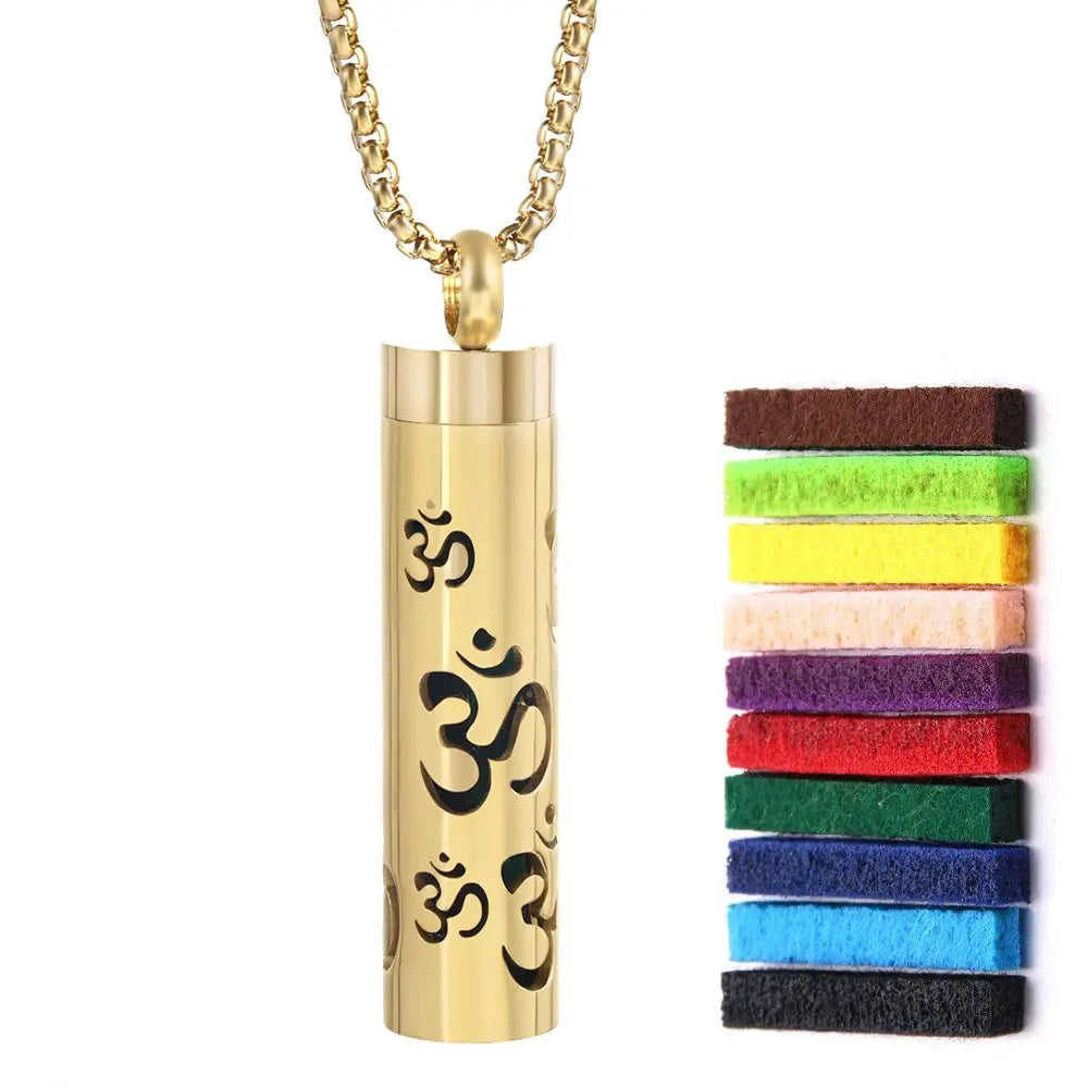 Luxurious Golden Stainless Steel Aromatherapy Necklace Diffuser - Elevate Your Scent Experience with Essential Oils and Perfumes
